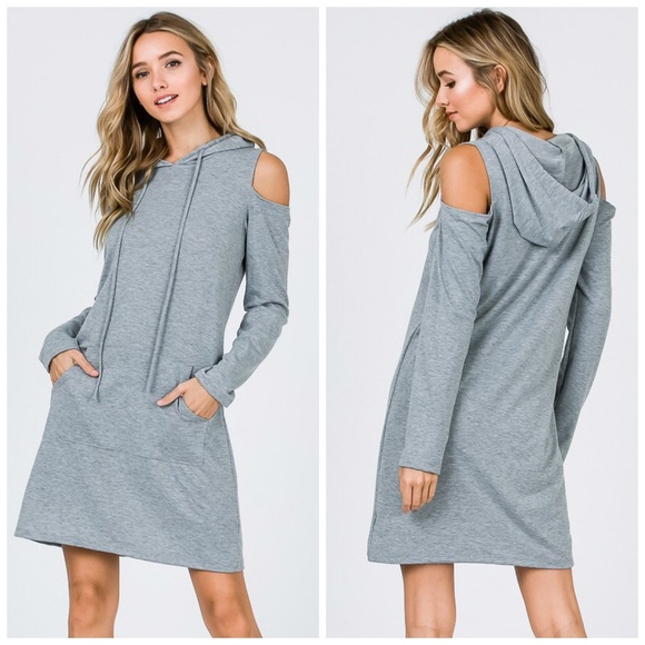 ❤️ LAST 1! Heather Gray French Terry Hoodie Dress! - Picture 5 of 8